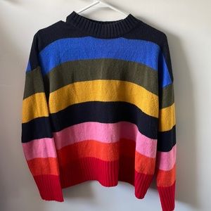 Rainbow block color sweater Small